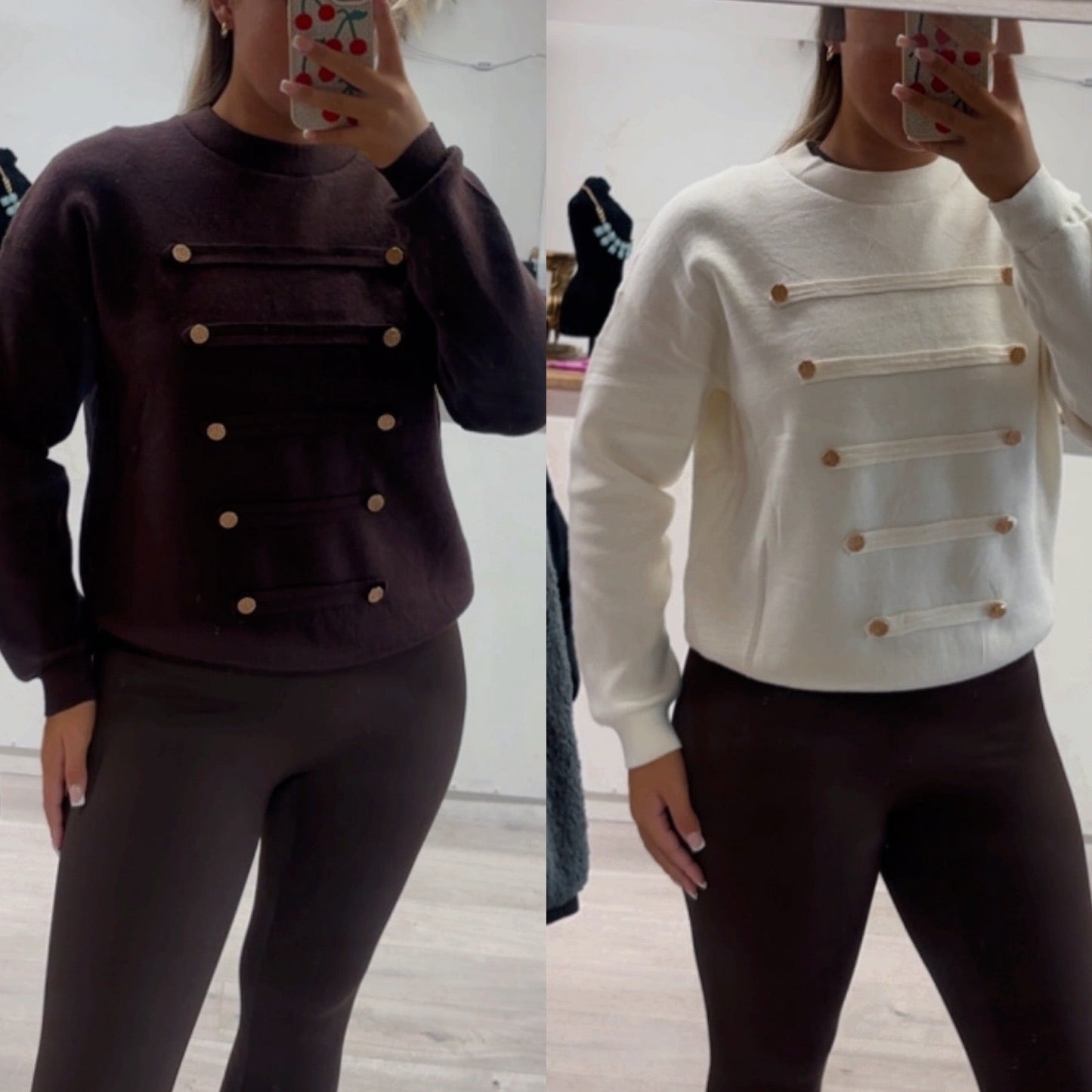 Military gold button jumper