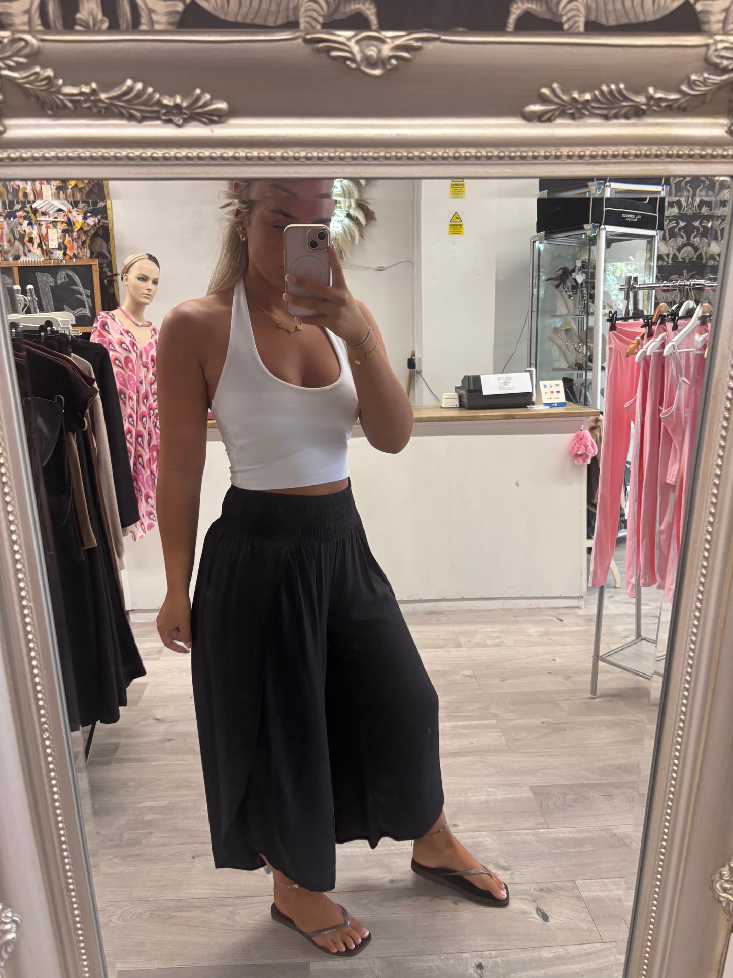 Split leg trousers