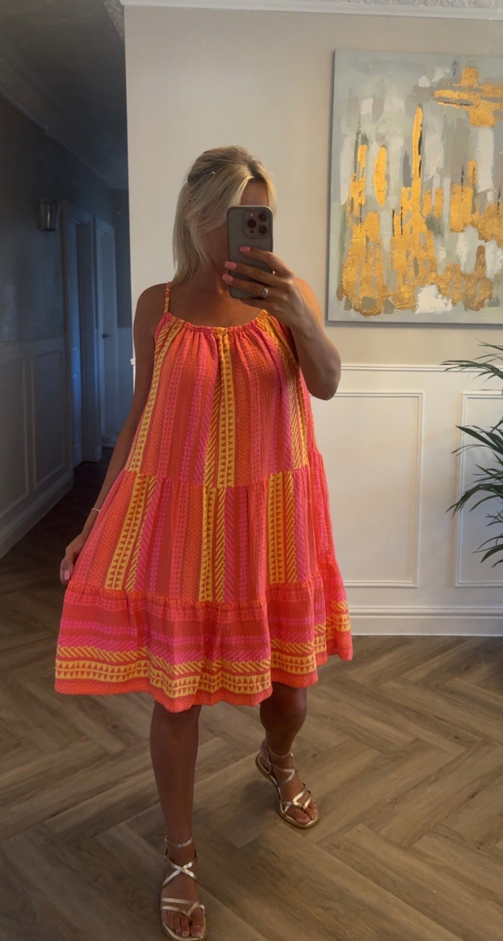 AZTEC CHEESECLOTH CAMI MINI DRESS