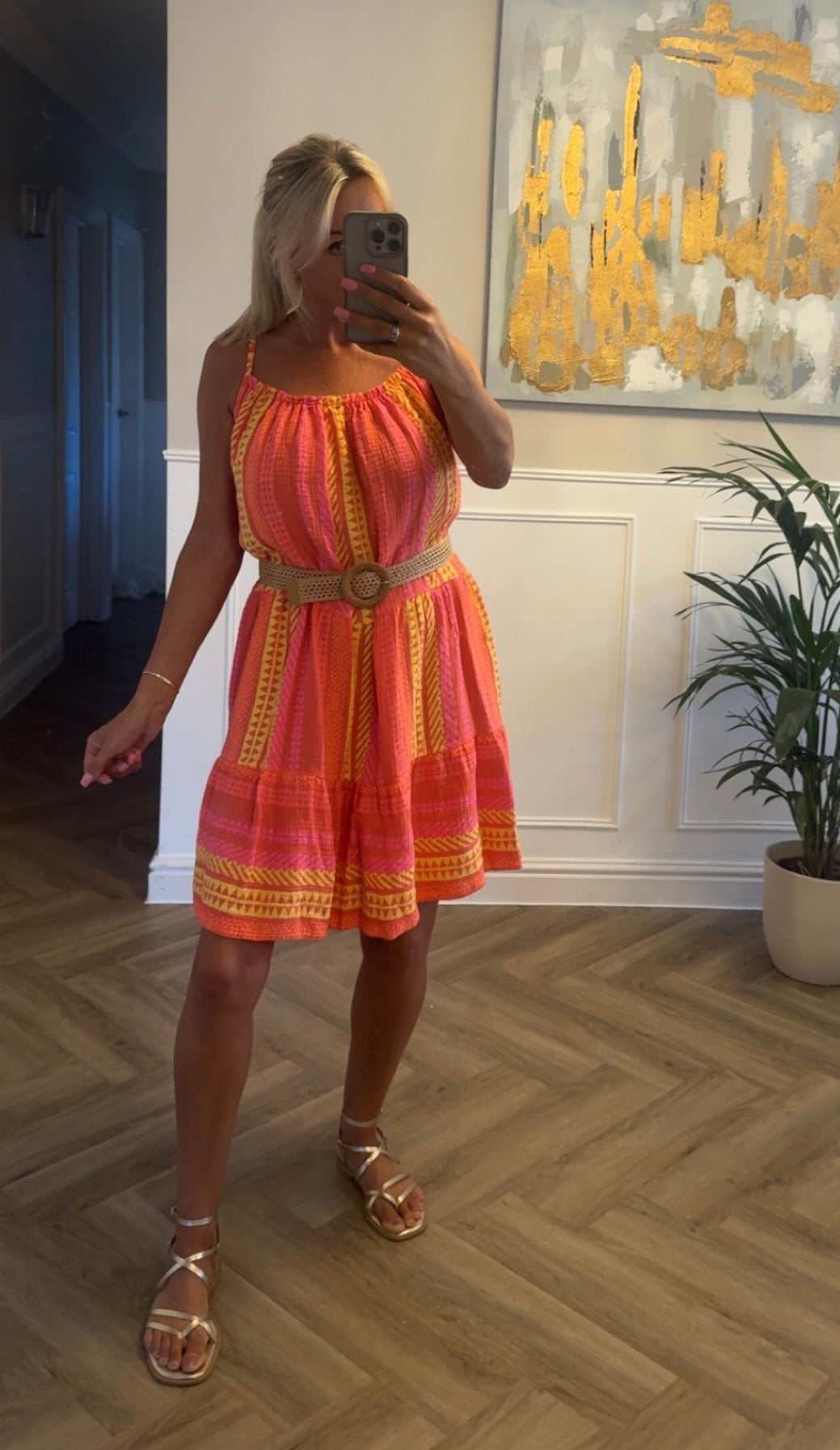 AZTEC CHEESECLOTH CAMI MINI DRESS