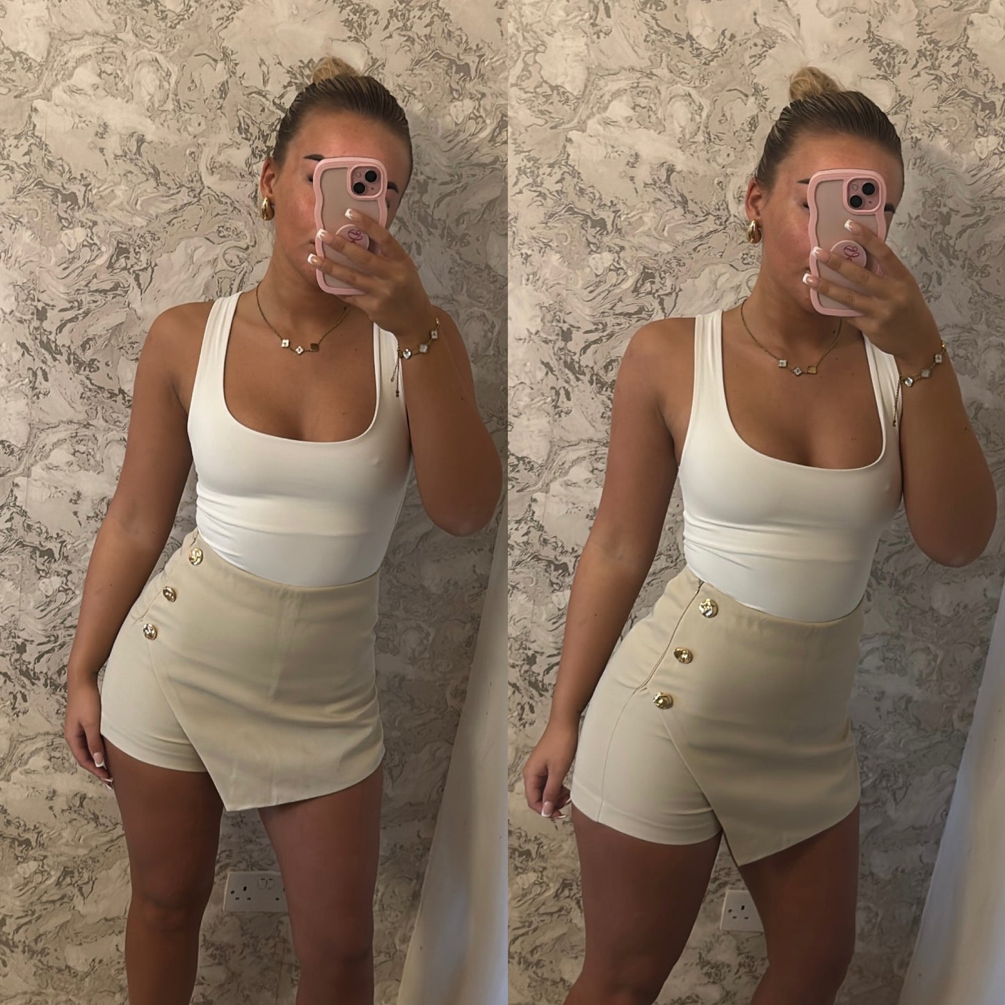 Gold button skort