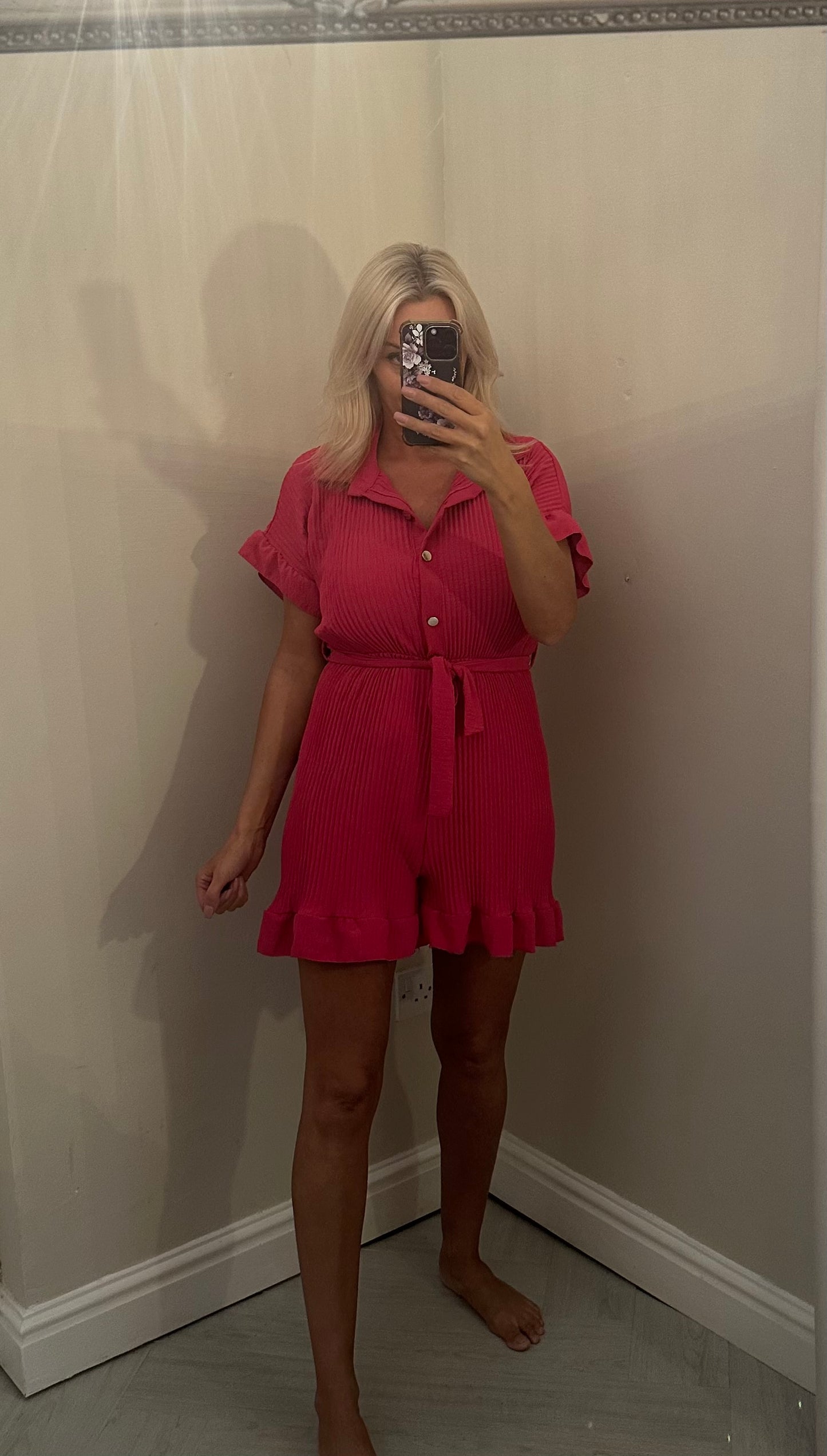 Pleated frill playsuit