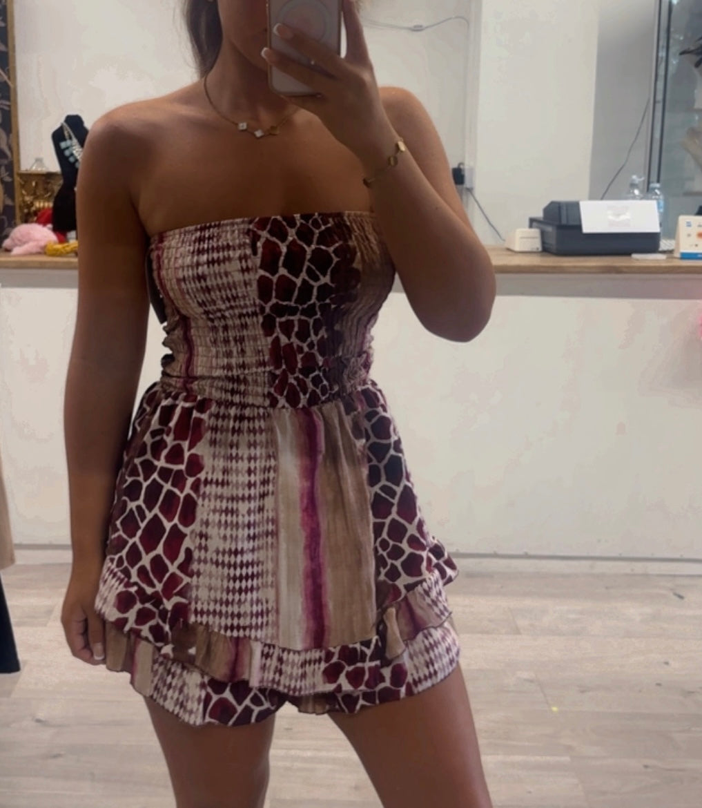 Reptile ruffle playsuit