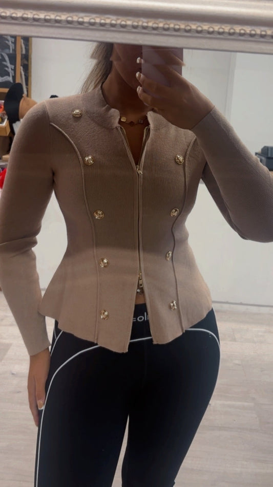 Gold button knit jacket