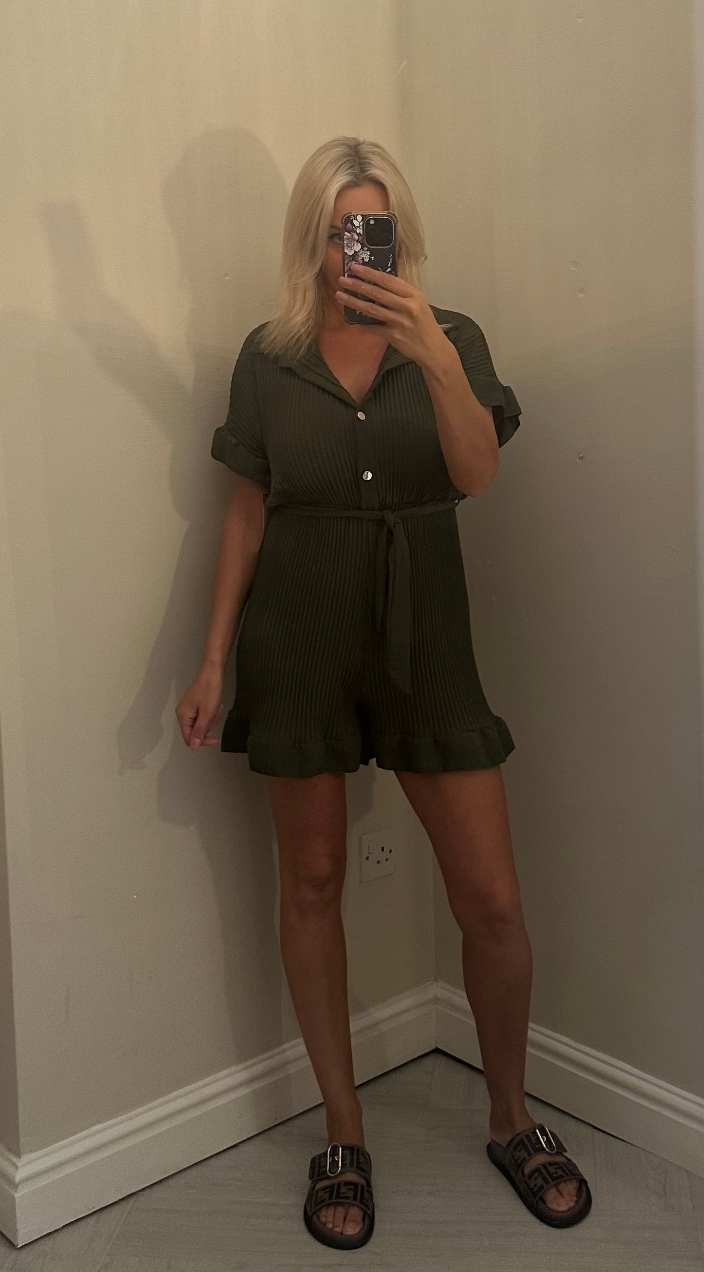 Pleated frill playsuit