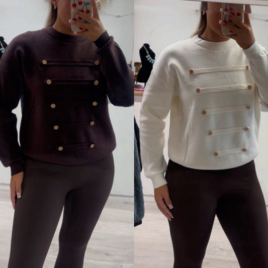 Military gold button jumper