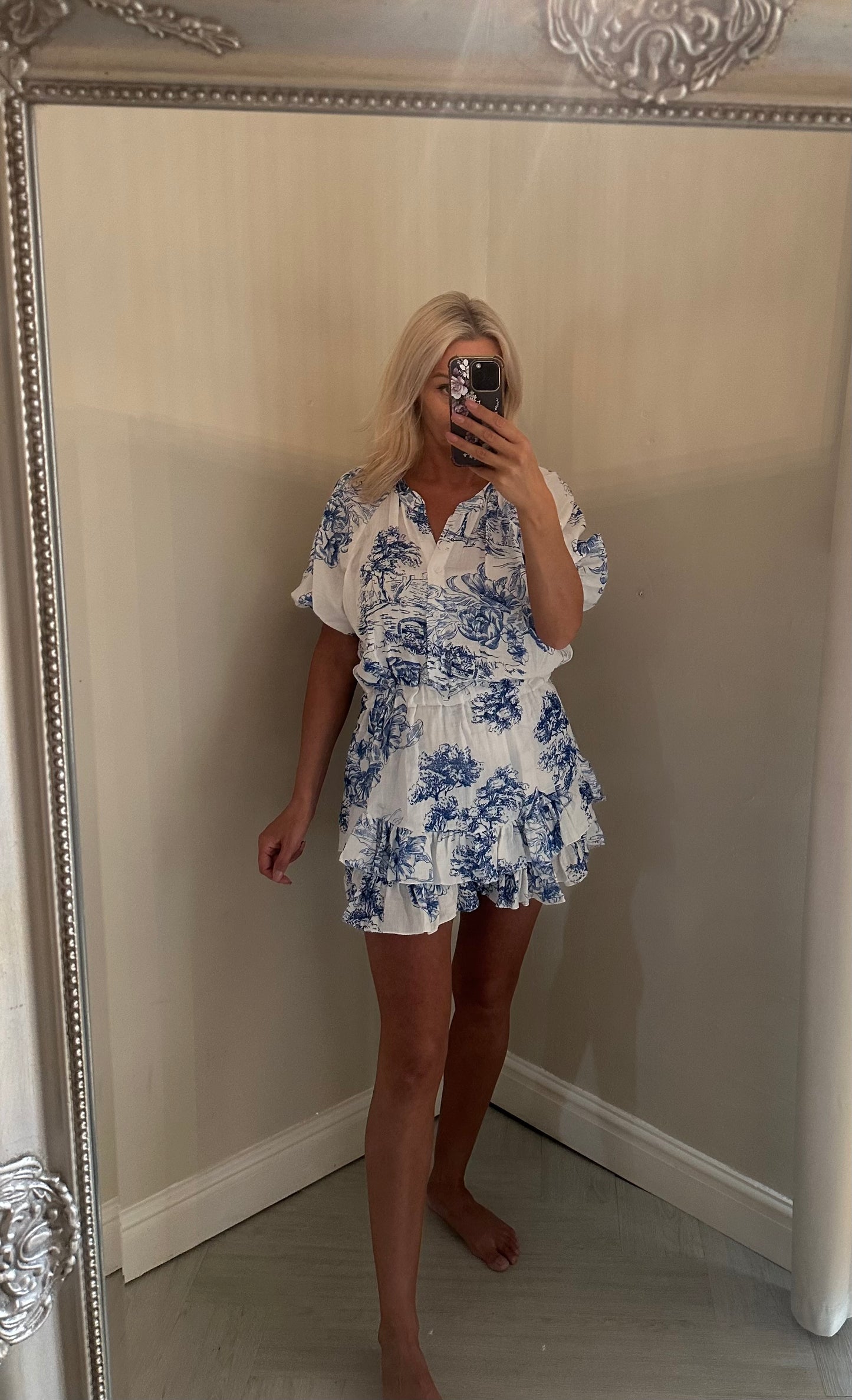 Ruffle print playsuit