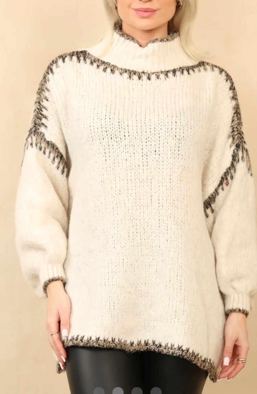 CONTRAST OVERSIZED KNIT JUMPER