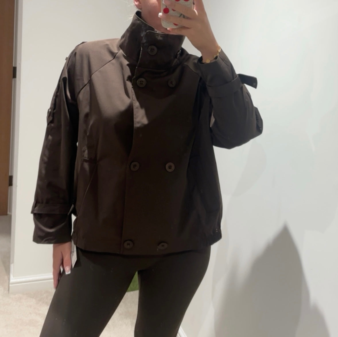 Funnel neck button detail jackets