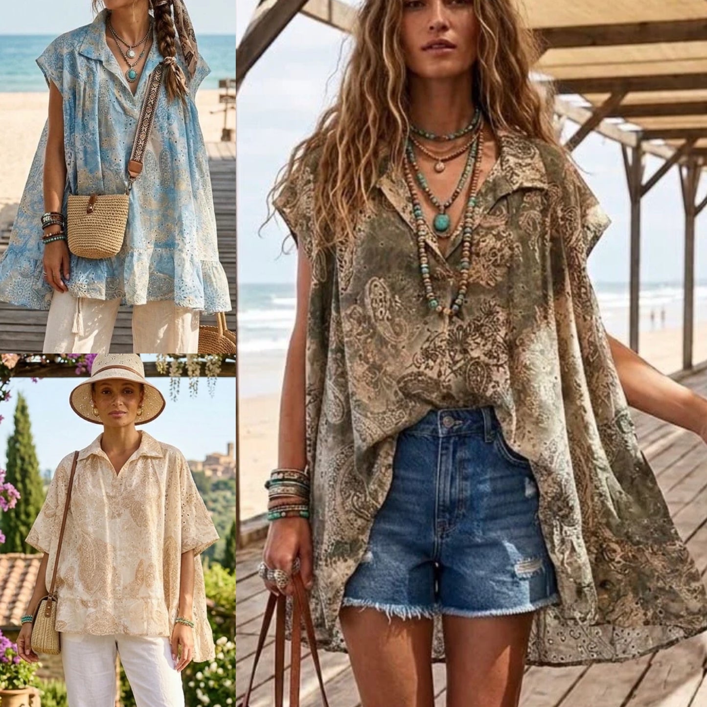 Paisley printed oversized blouse