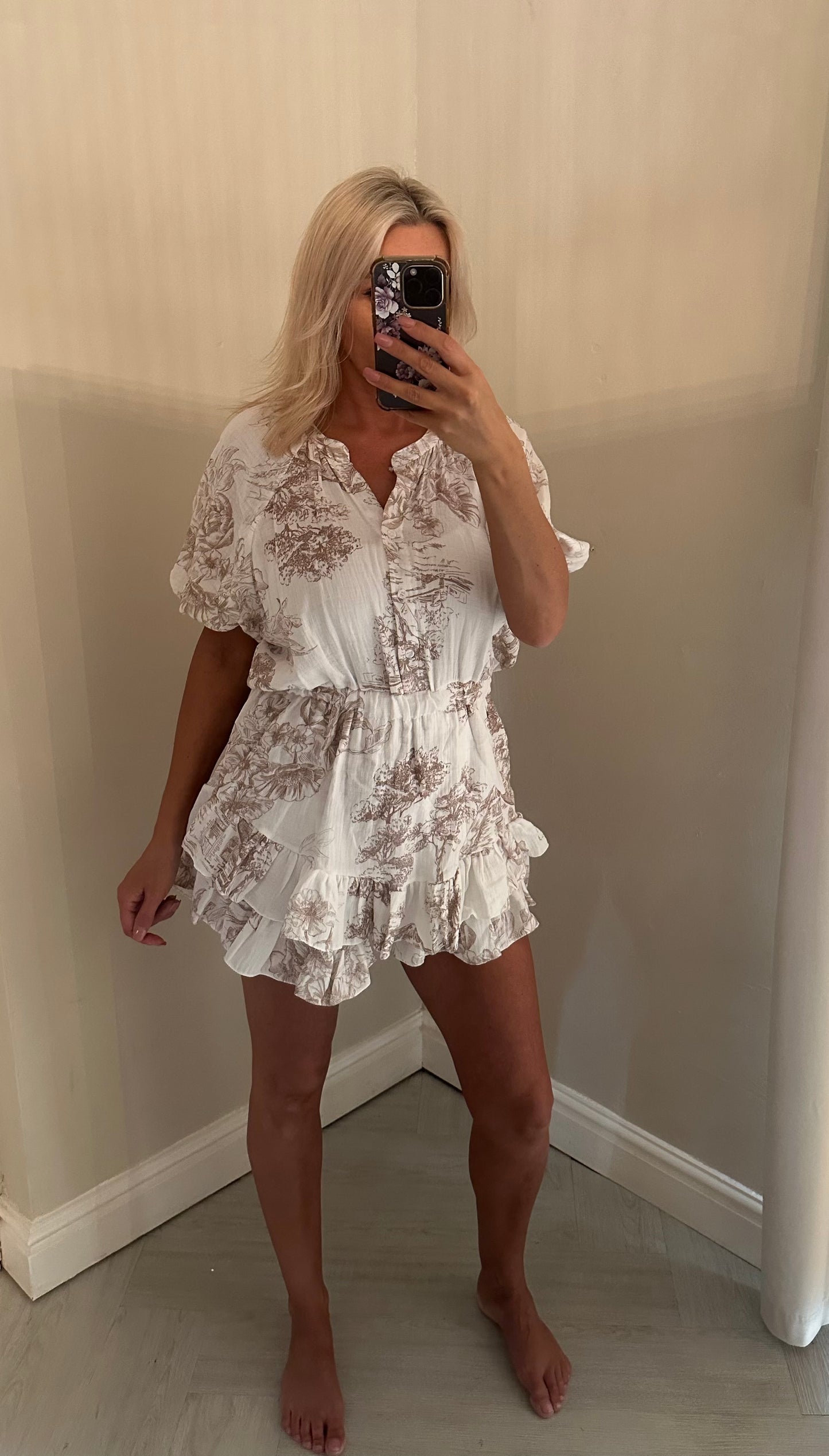 Ruffle print playsuit