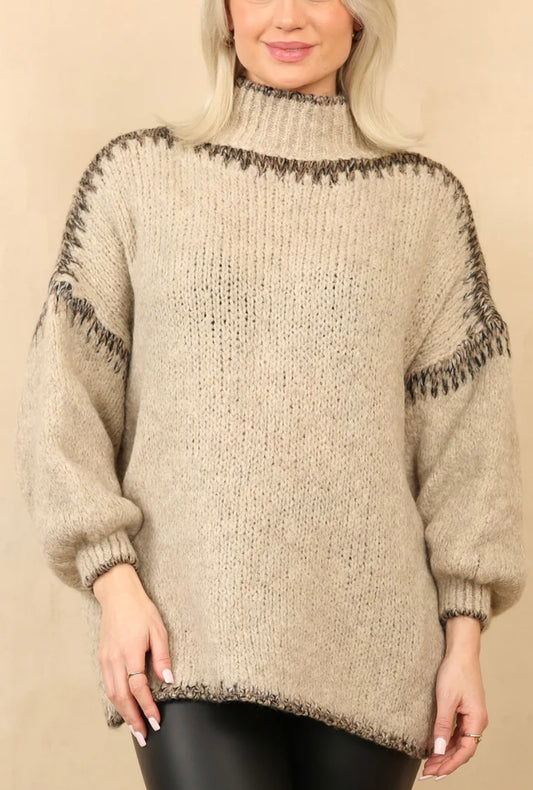 CONTRAST OVERSIZED KNIT JUMPER