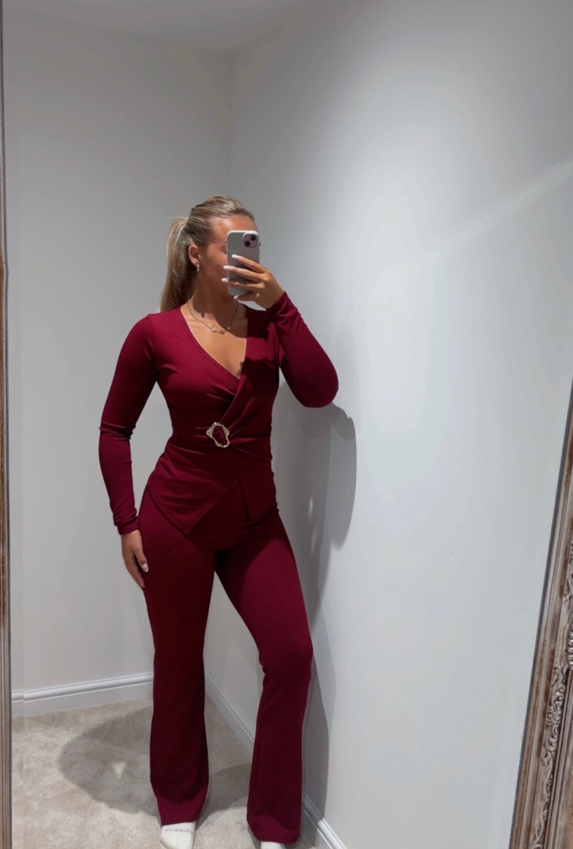 Wine ribbed gold buckle sets