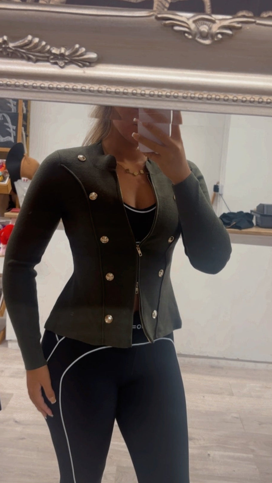 Gold button knit jacket