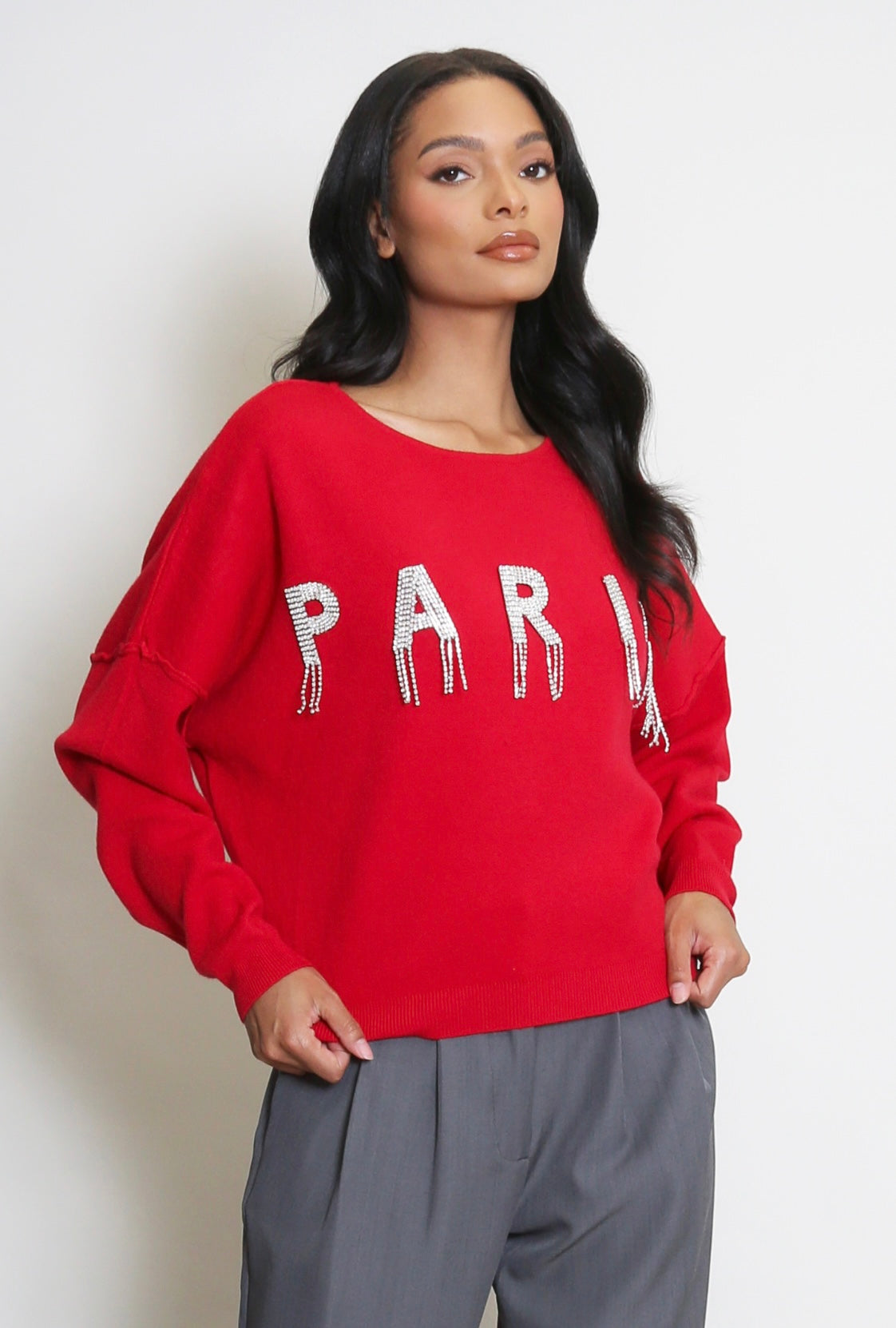 Studded PARIS Embellished Jumper