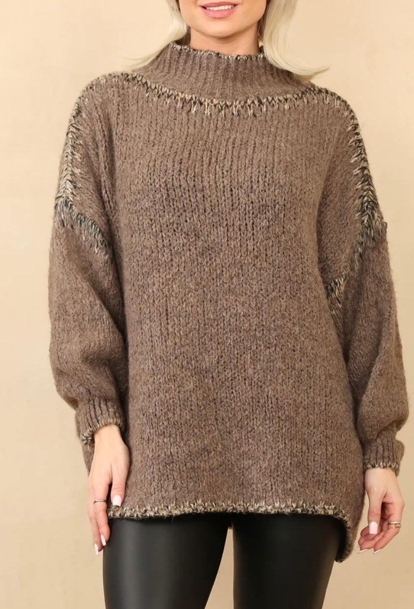 CONTRAST OVERSIZED KNIT JUMPER