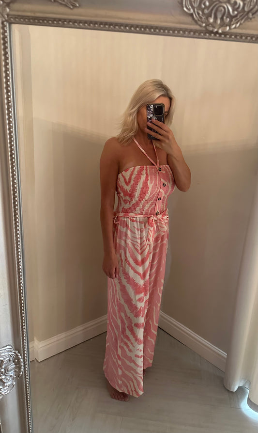 Coral print jumpsuit