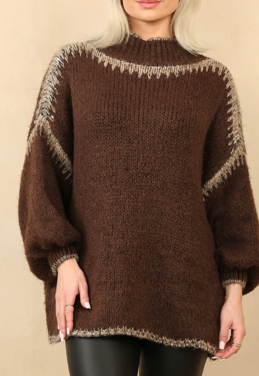 CONTRAST OVERSIZED KNIT JUMPER