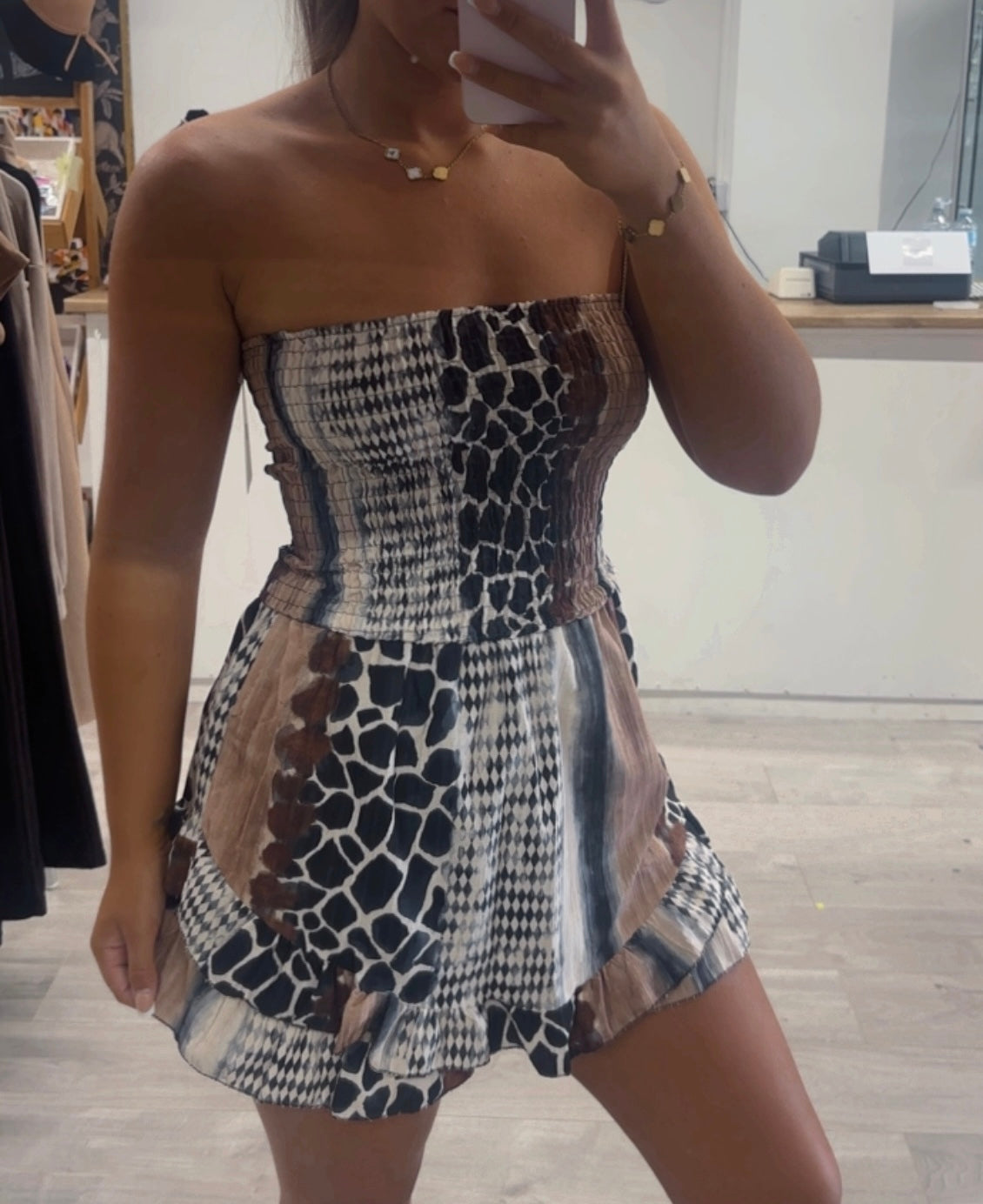 Reptile ruffle playsuit