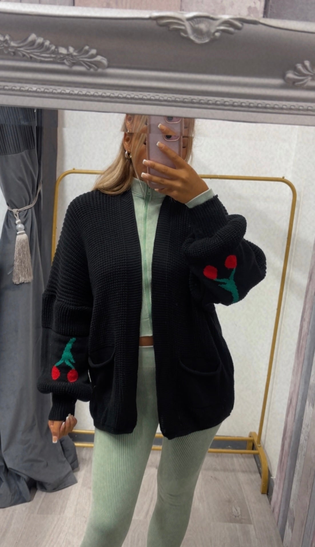 Knitted cherry cardigans