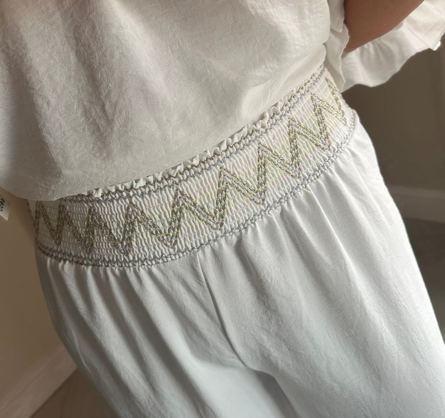 Smocked embroidered border co-ord