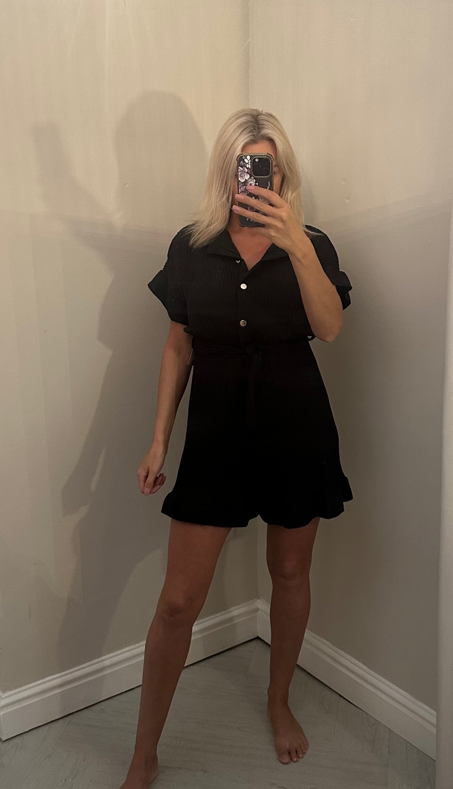 Pleated frill playsuit