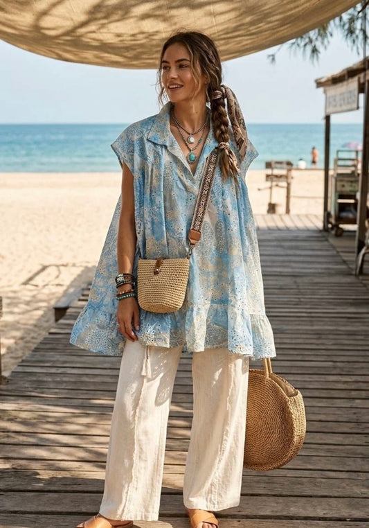 Paisley printed oversized blouse