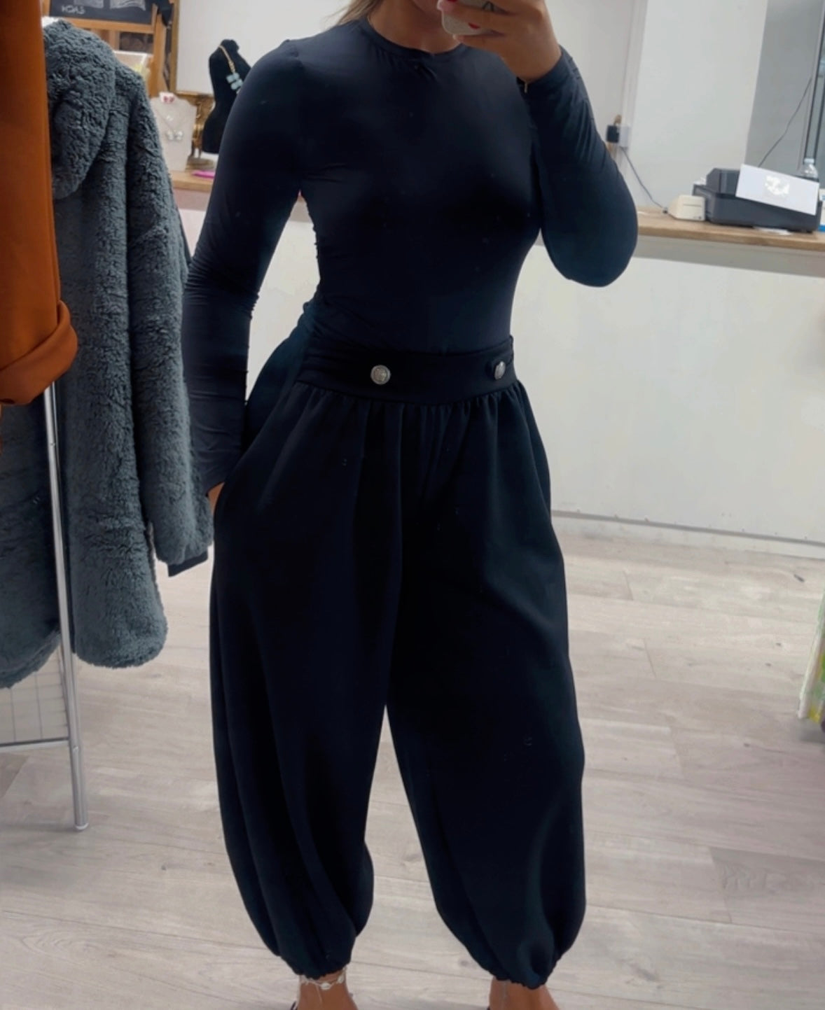 Military style scuba harem trousers