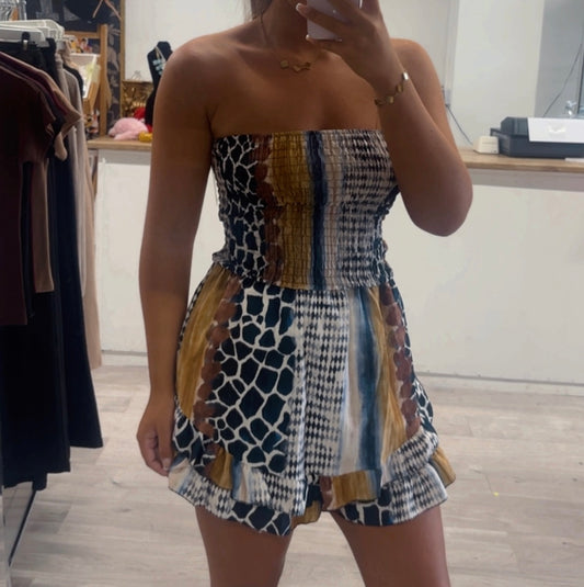 Reptile ruffle playsuit