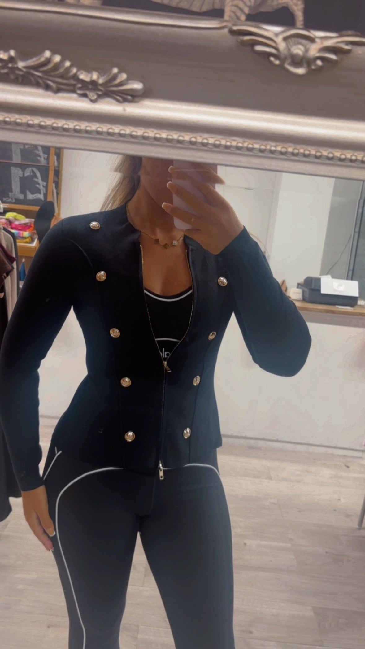 Gold button knit jacket