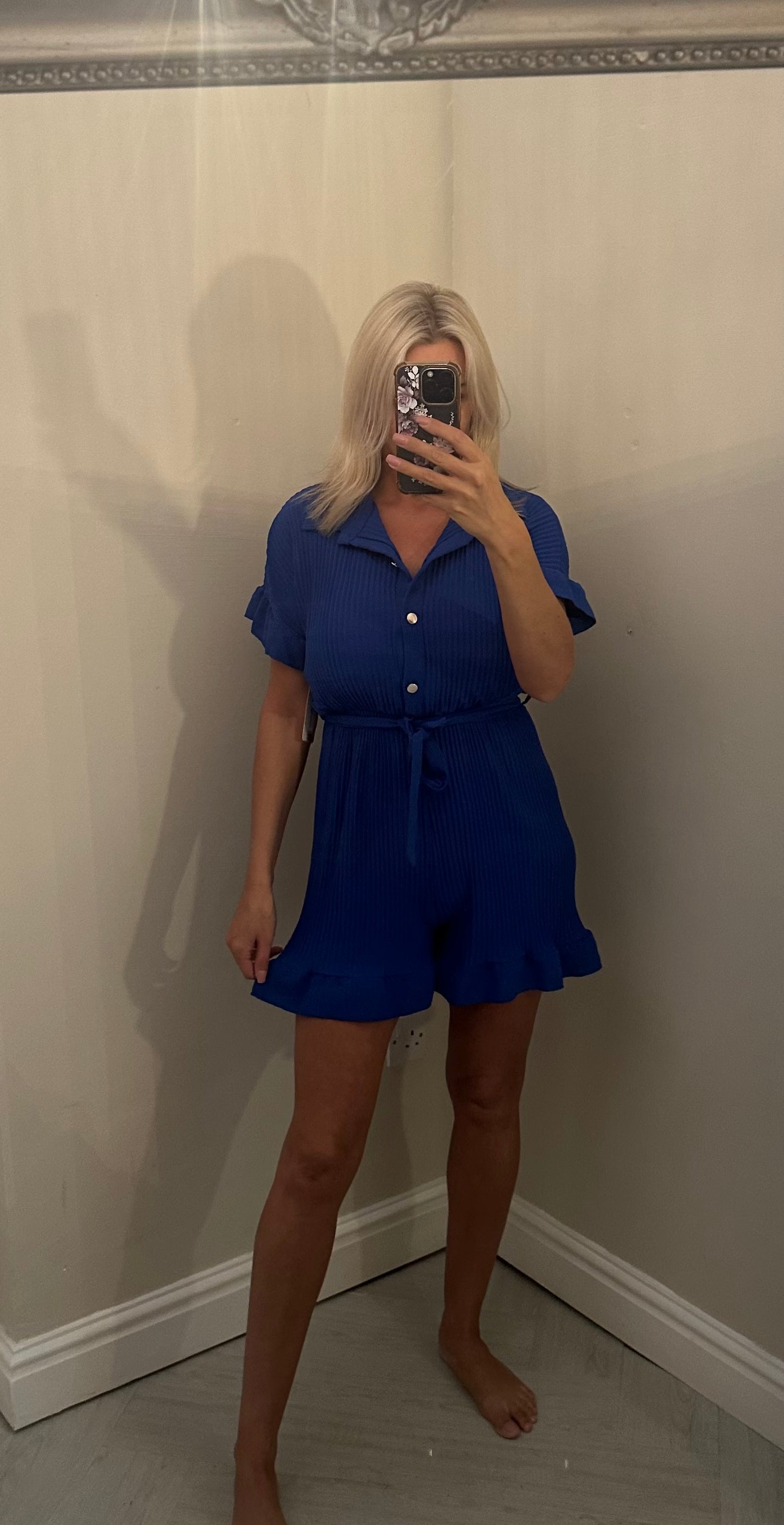 Pleated frill playsuit