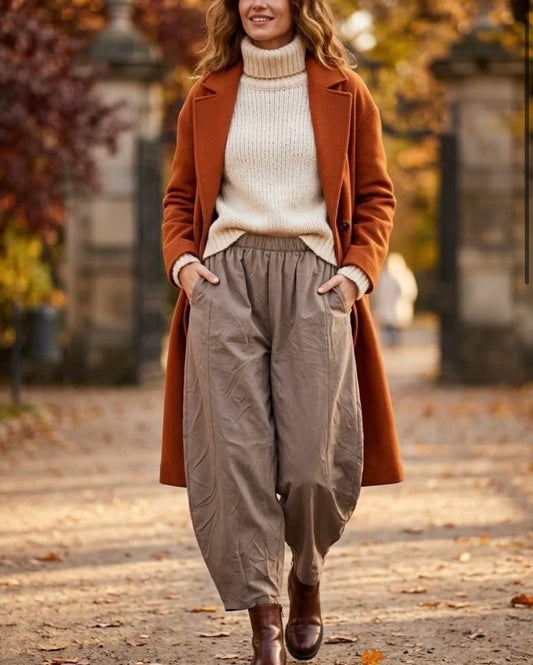Elasticated barrel leg trousers