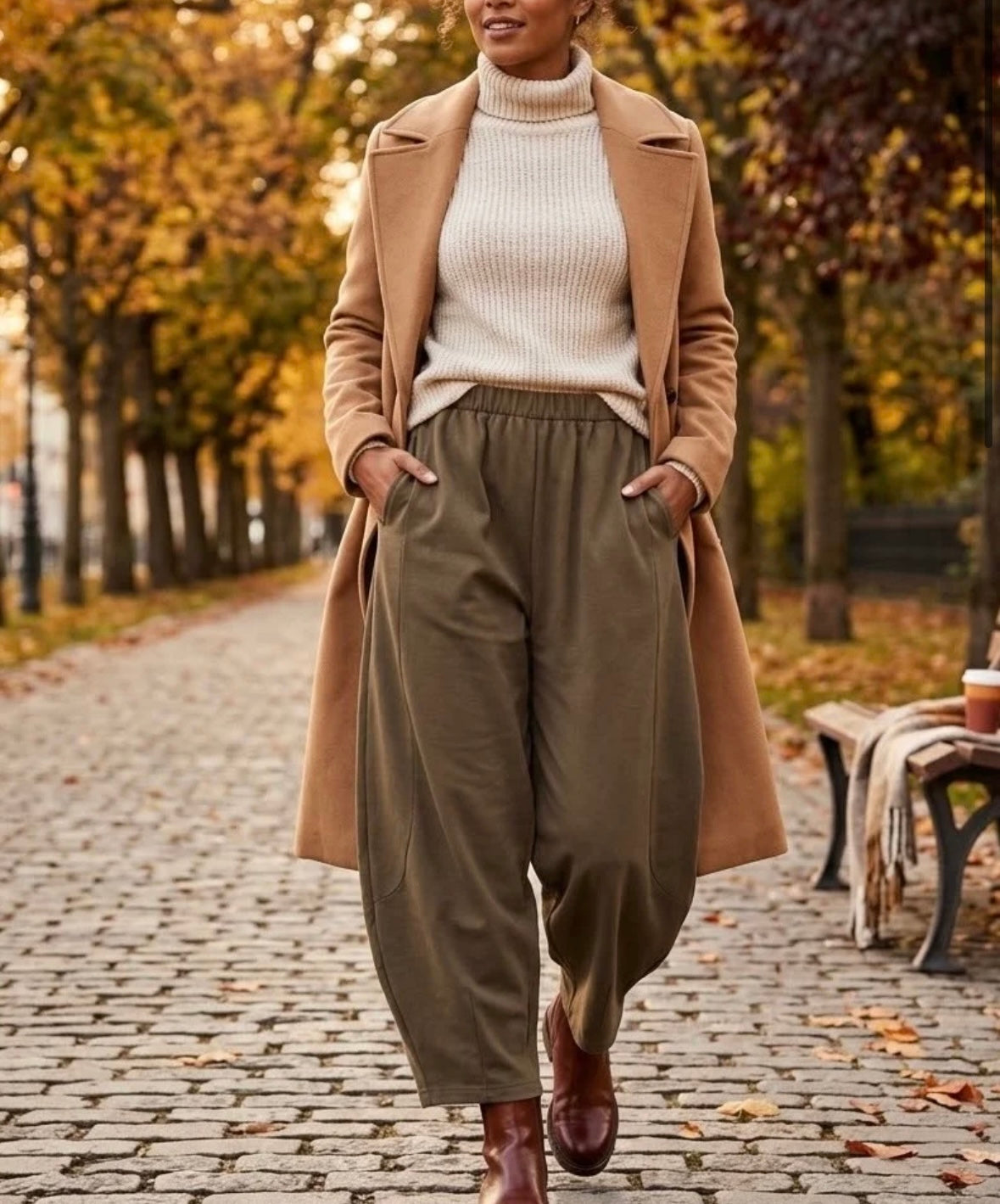 Elasticated barrel leg trousers