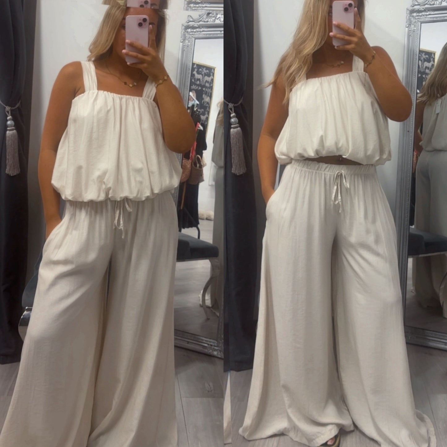 Bubble hem top & trouser set