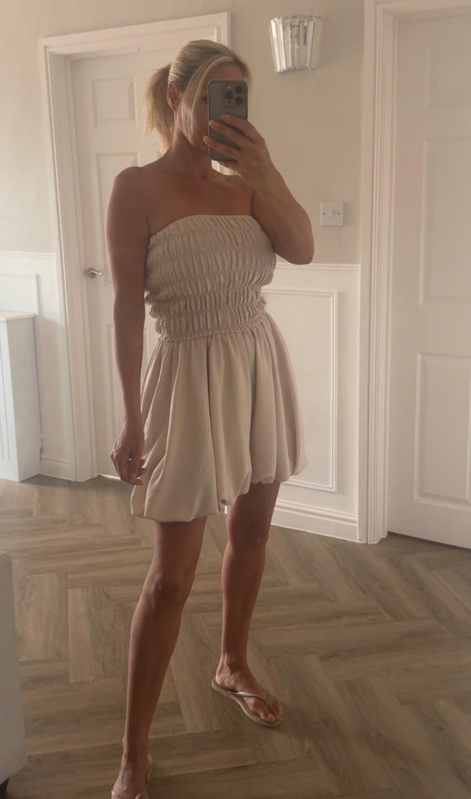 Bandeau puff ball playsuit