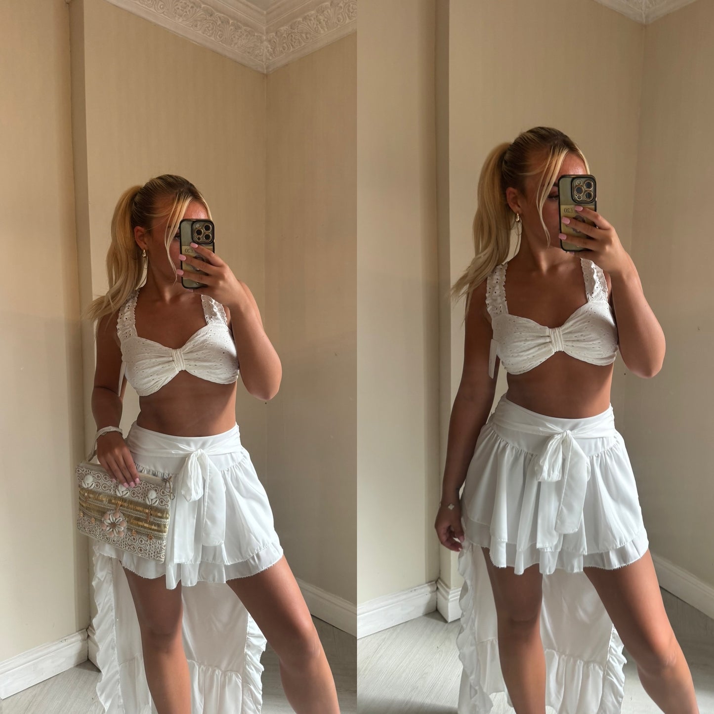 Bralet and high low skirt set