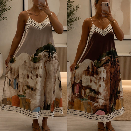 Cami border print swing dress