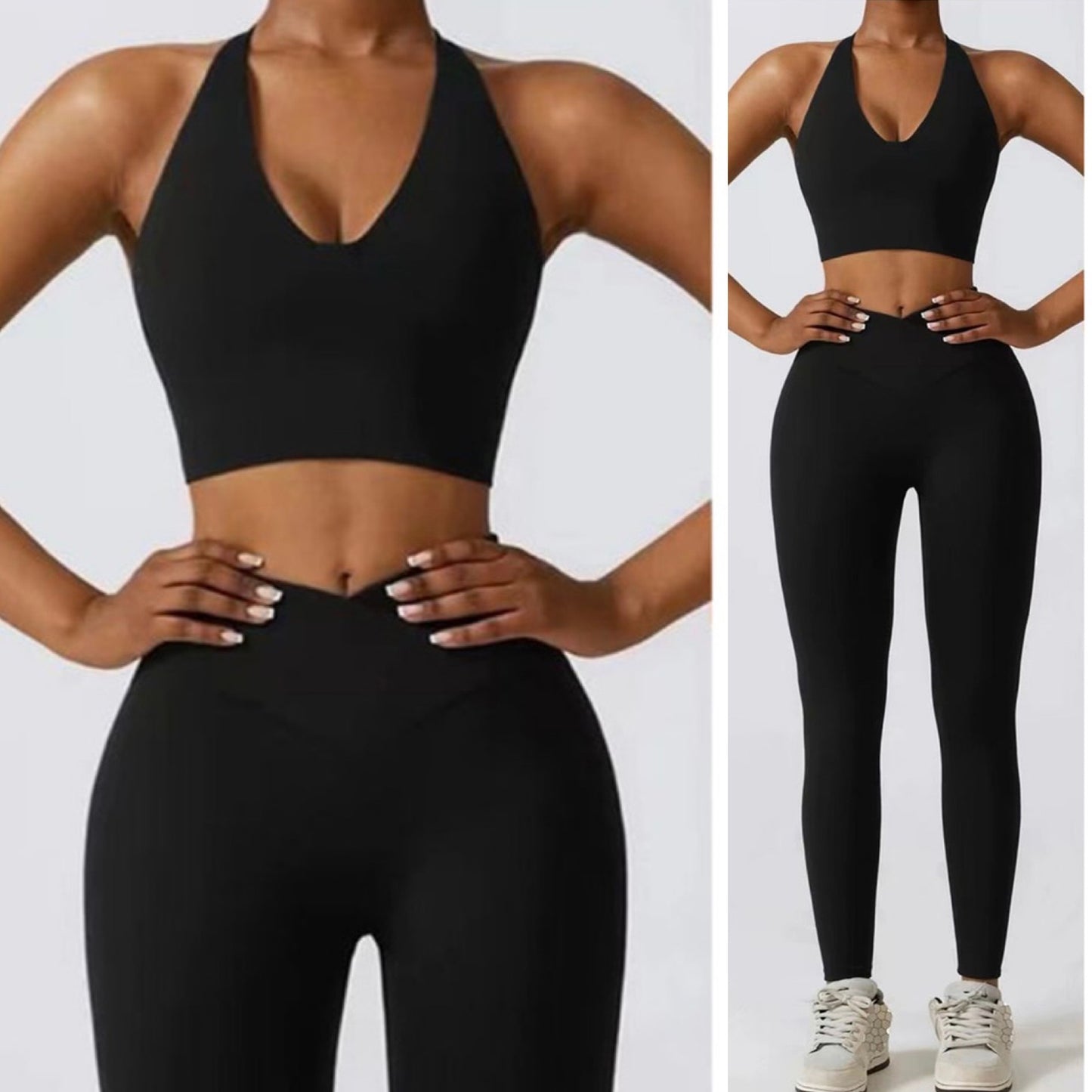 V shaped waist seamless legging set