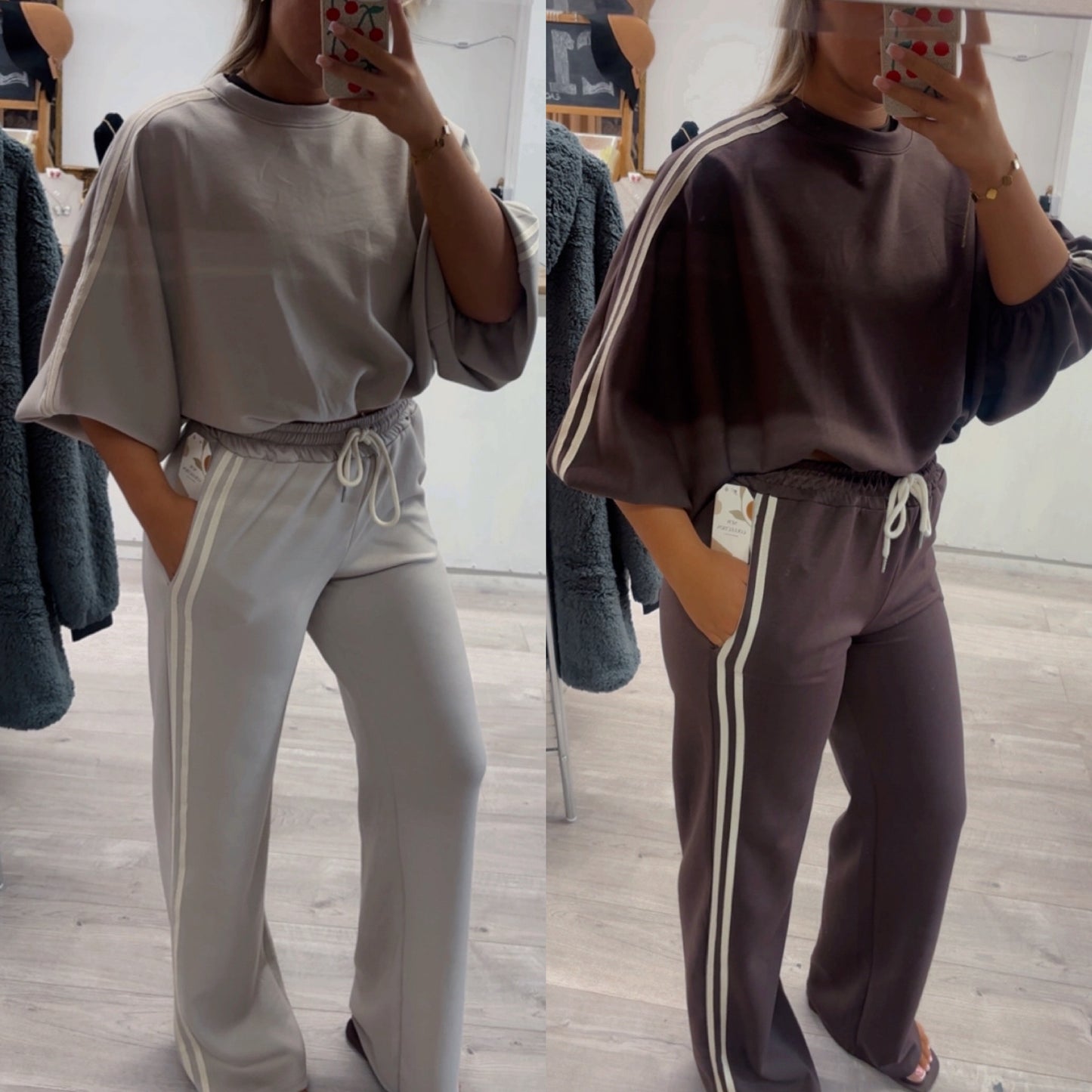 Striped wide leg joggers