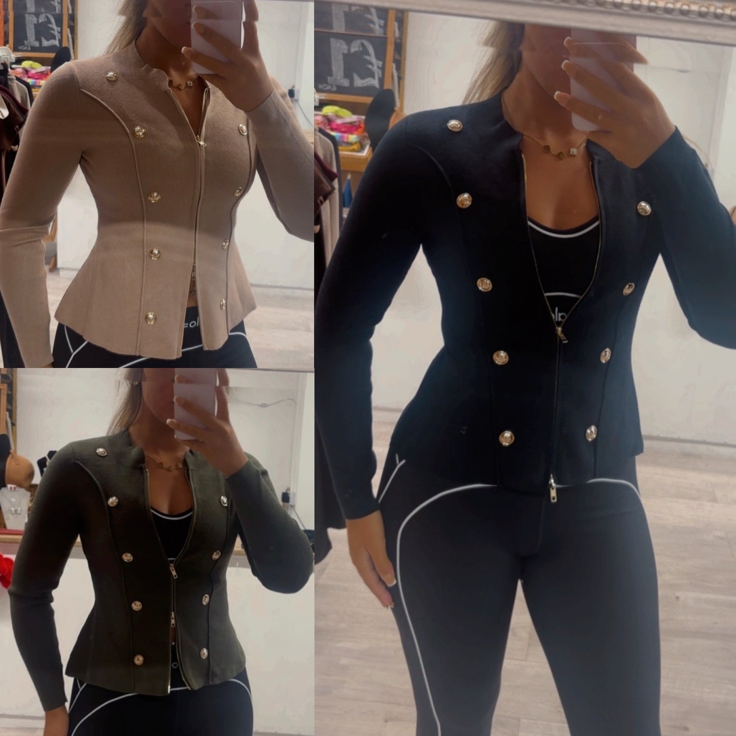 Gold button knit jacket