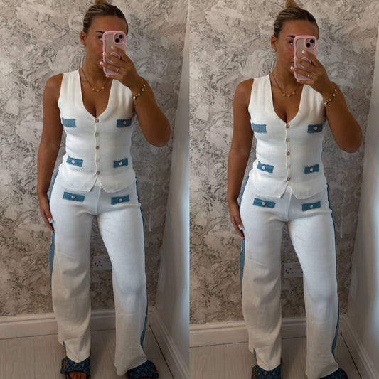 Denim design waistcoat set